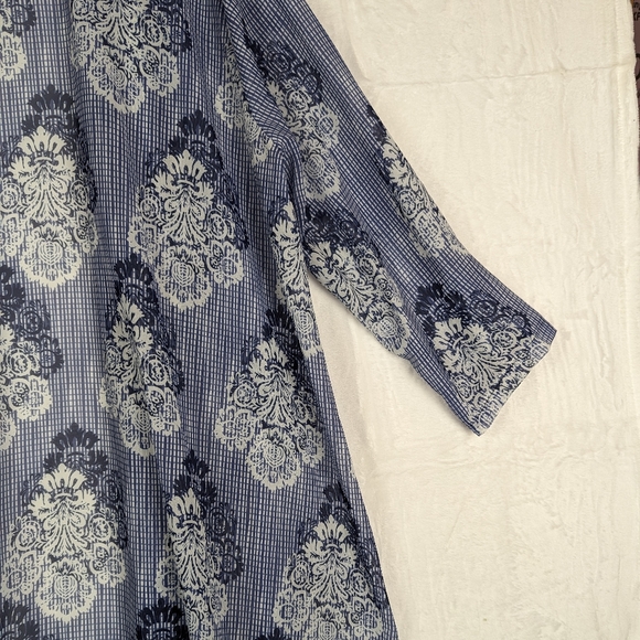 Fly Curvy Kimono Cover Up 2XL Blue White Floral Plus Size Cover-up - Picture 9 of 13